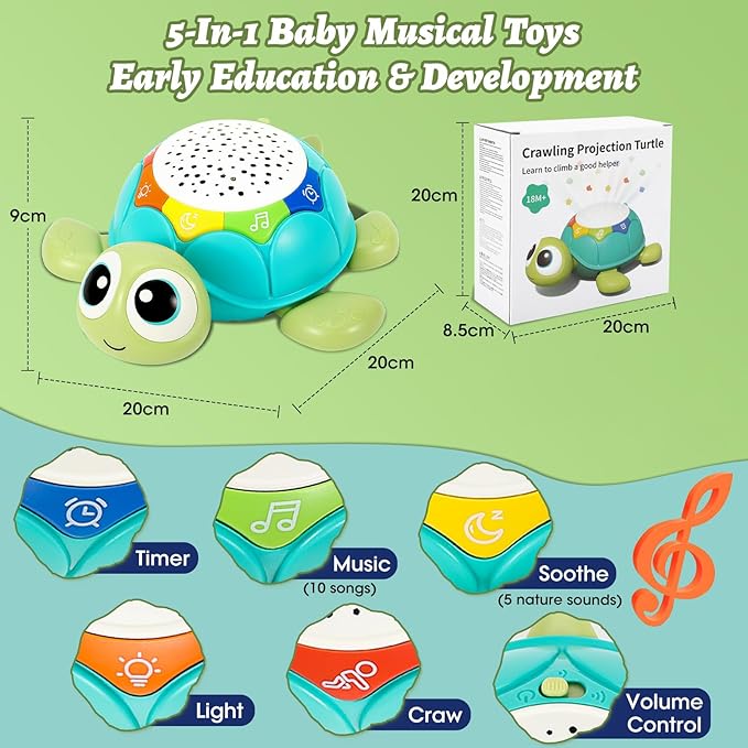 Lauflern-schildkröte – Musik & Sternenprojektor Für Babys
