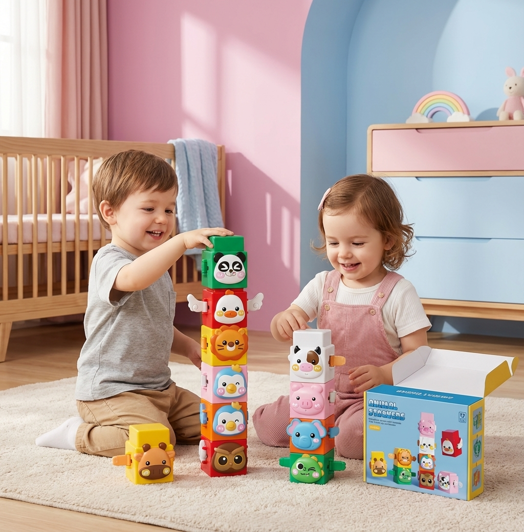 Pädagogisches Montessori Tier Stapelset Bauspielzeug