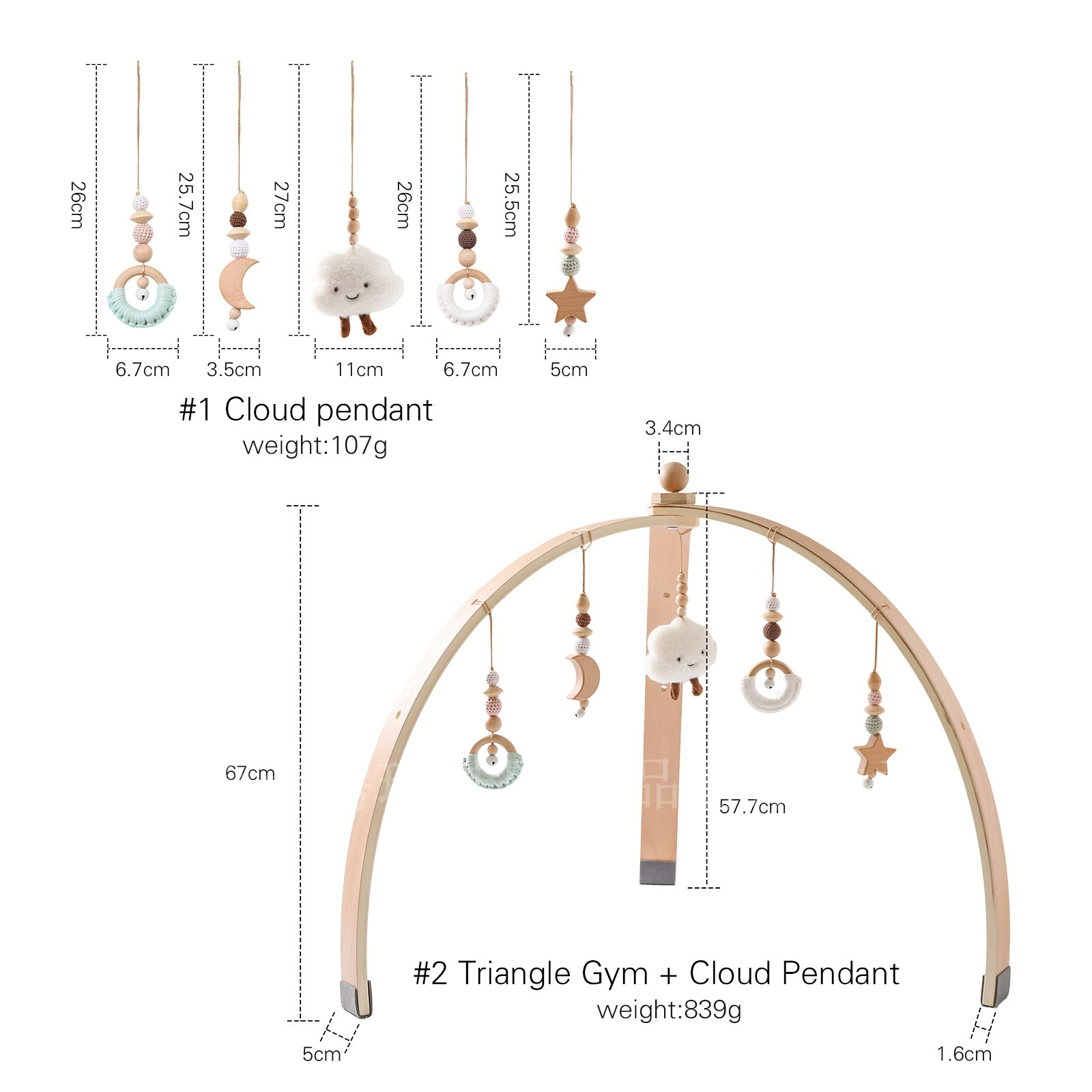 Baby Aktivitätsbogen aus Holz – Mit Hängespielzeugen für Babys