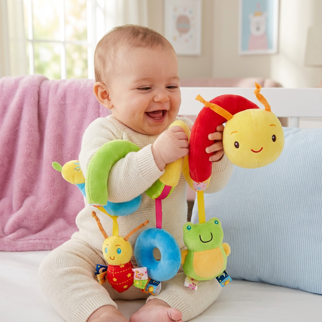 3in1 Raupen Rassel Spielzeug für Daheim und Unterwegs