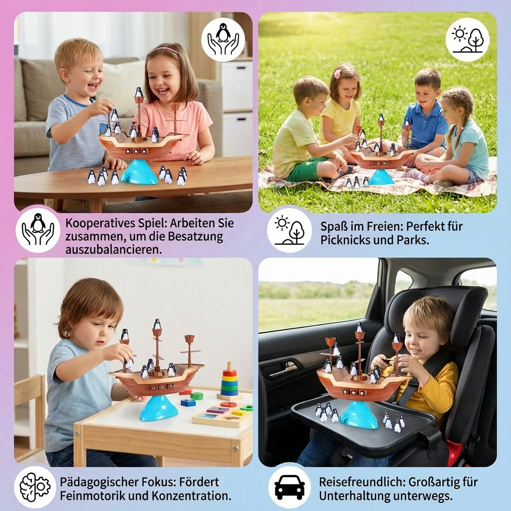 Pinguin Piraten Schiff Gleichgewichtsspiel