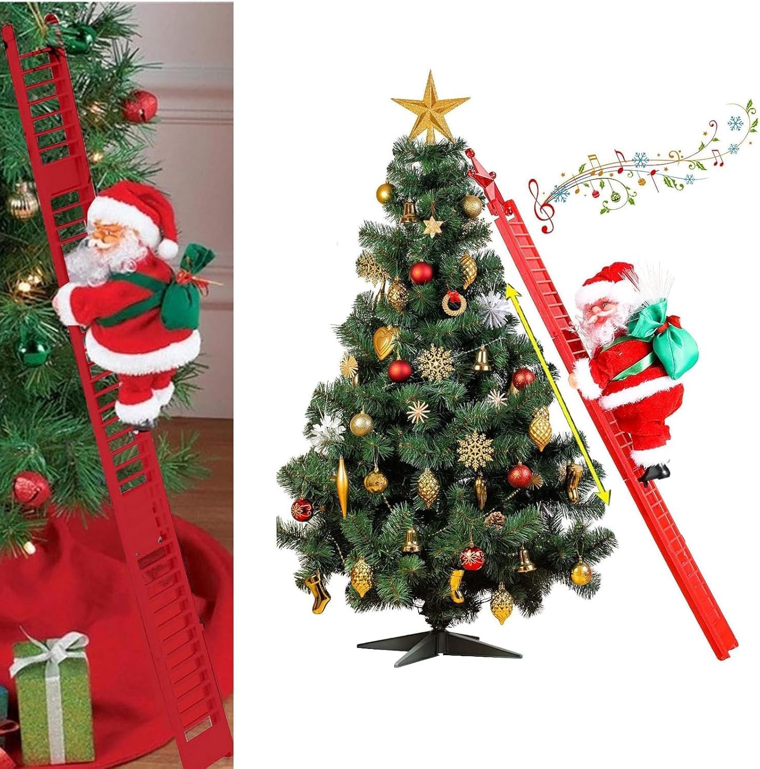 Kletternder Weihnachtsmann mit Leiter