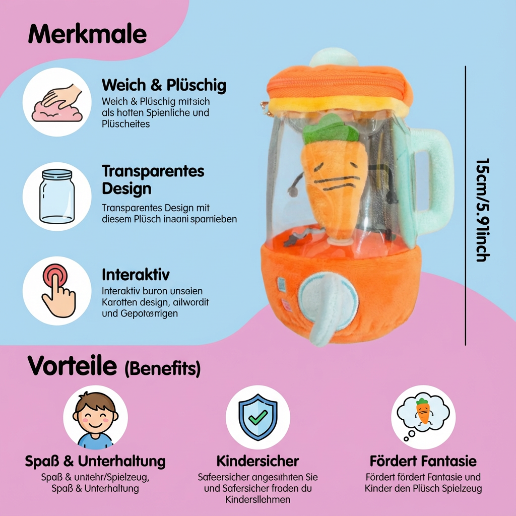 Lustiger Karotten Mixxer Kinder Plüsch Spielzeug
