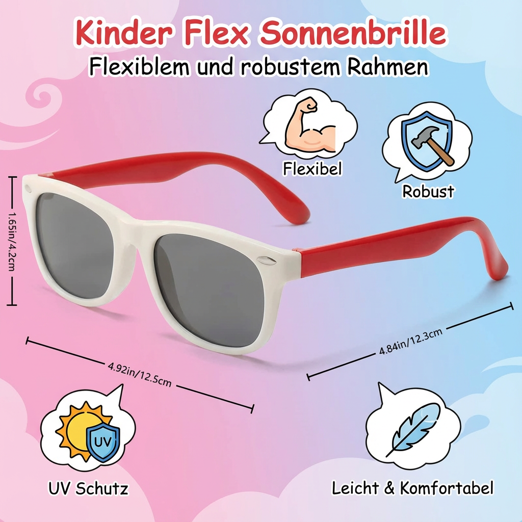 Kinder Flex Sonnenbrille mit Flexiblem und robustem Rahmen