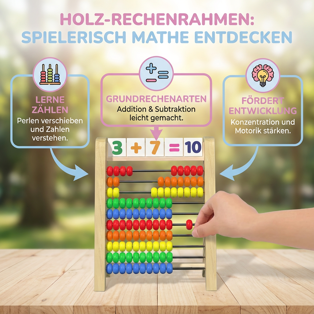 Holz-Rechenrahmen zum Zählen und Rechnen lernen
