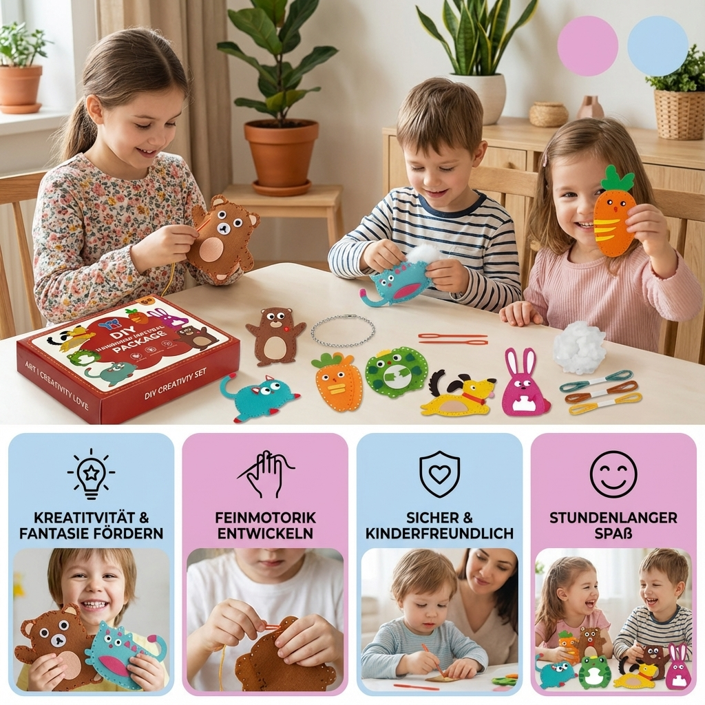 Sicheres Filz Tier Set Zum Selber Nähen