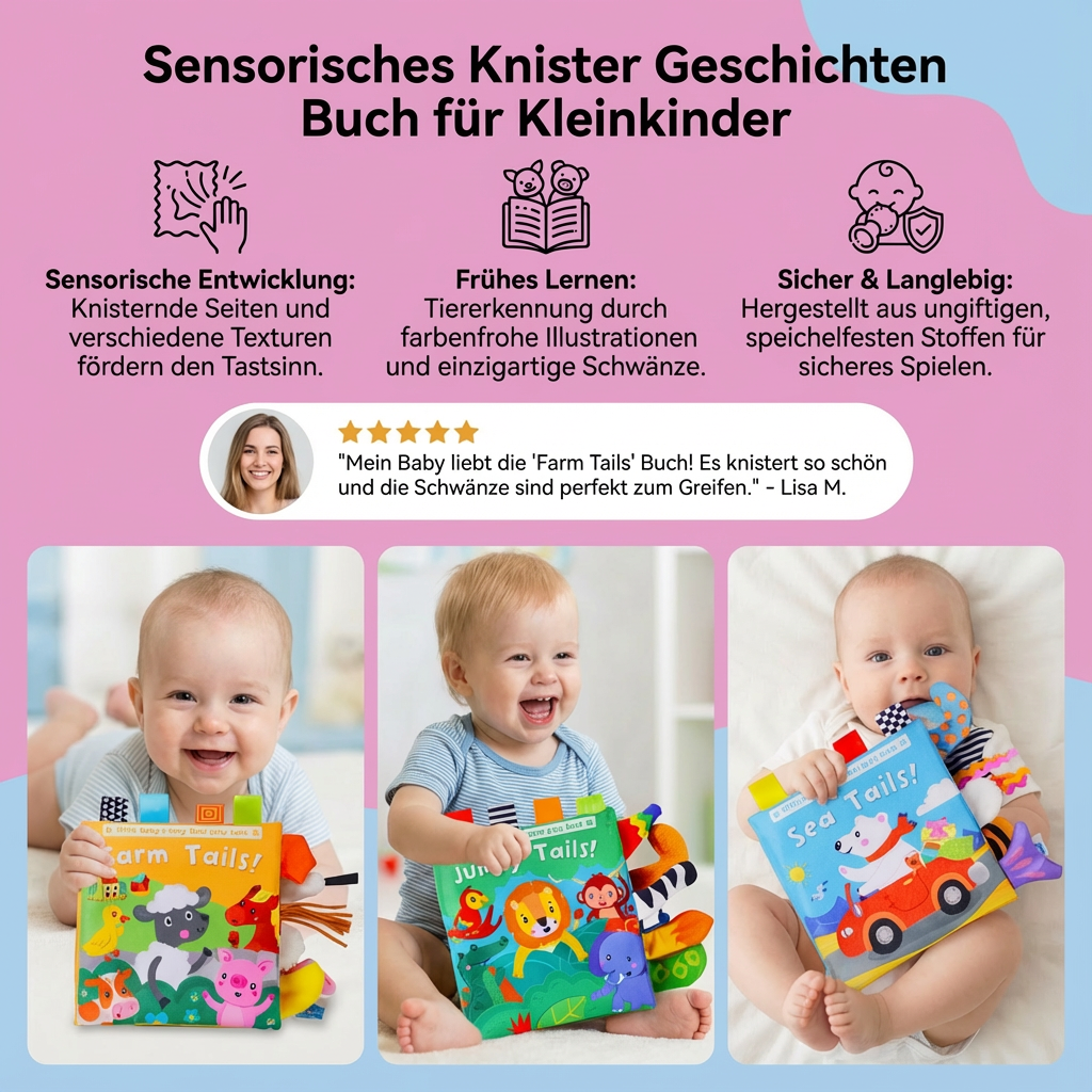 Sensorisches Knister Geschichten Buch für Kleinkinder