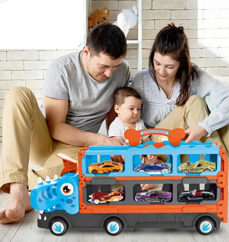 Ausklappbarer Dino Renntruck