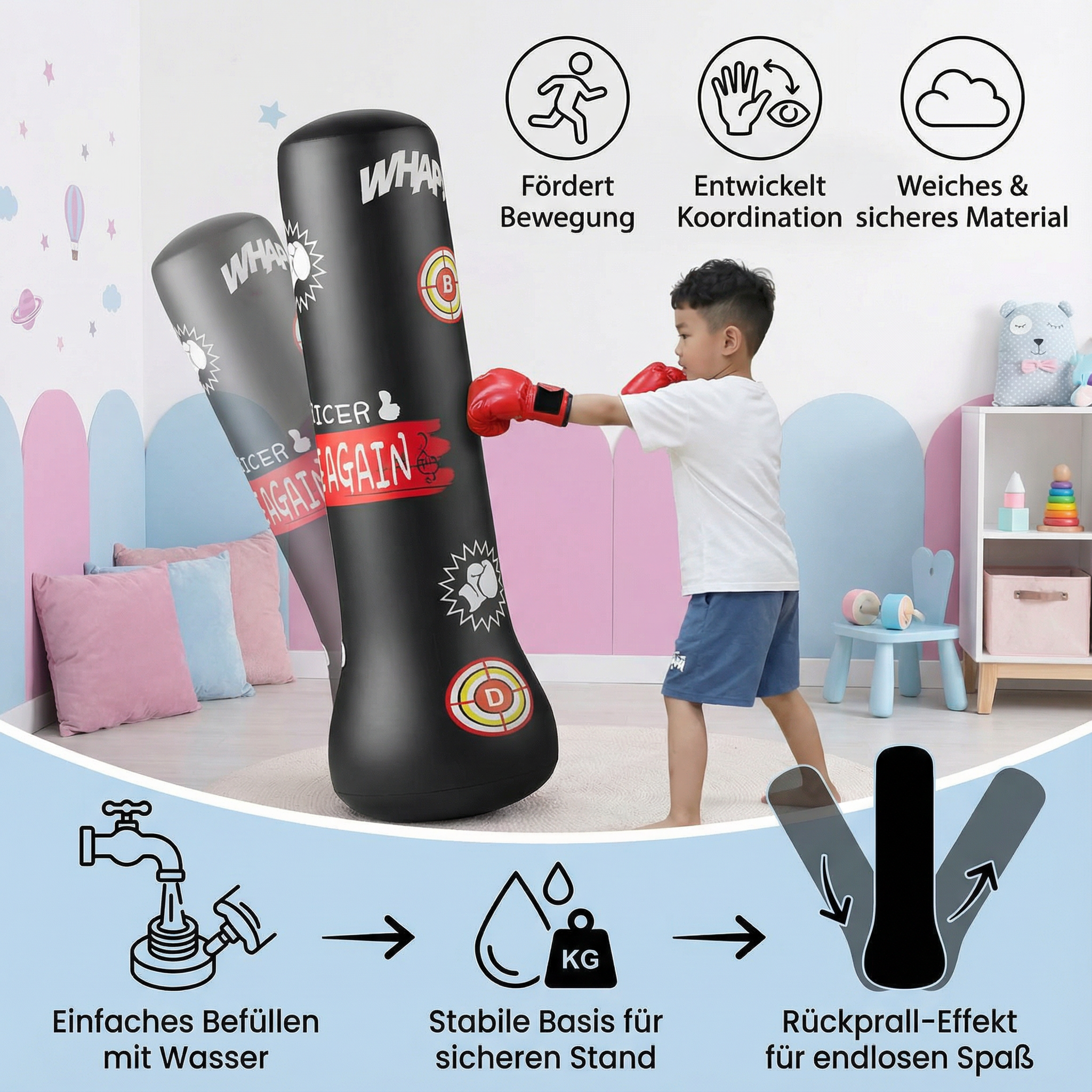 Aufblasbarer Kinder-Boxsack mit Wasserbefüllung