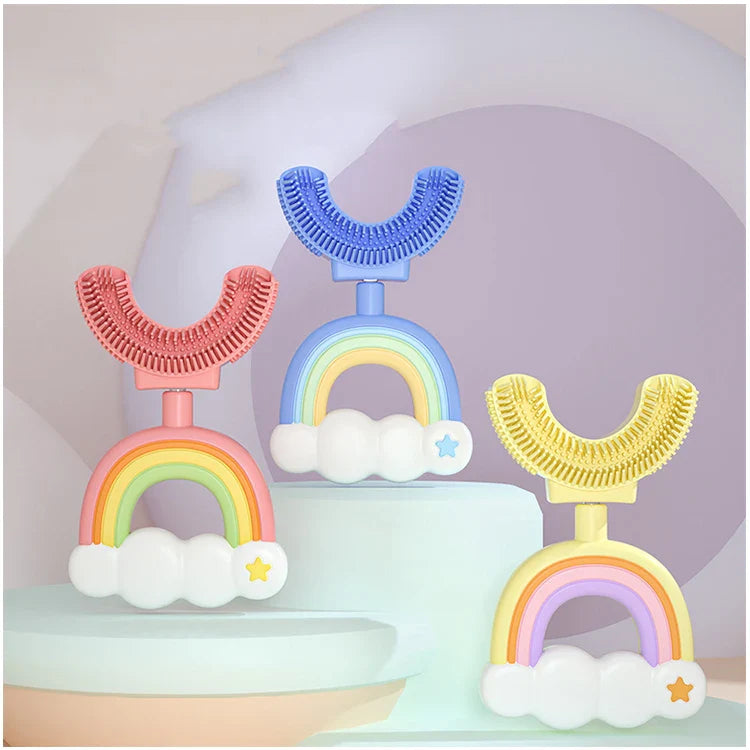 Silikon Kinderzahnbürste U-Design Regenbogen
