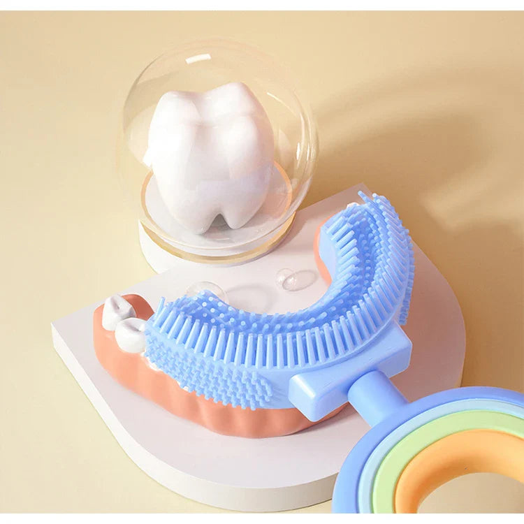 Silikon Kinderzahnbürste U-Design Regenbogen