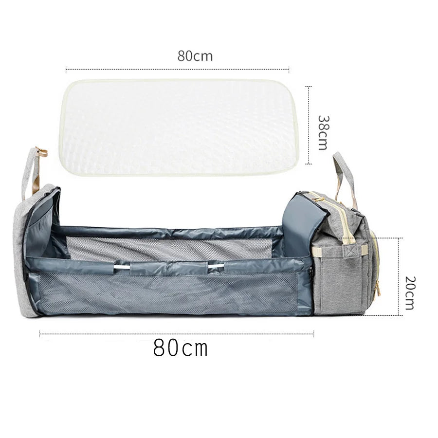 3-in-1 Wickeltasche mit tragbarem Babybett