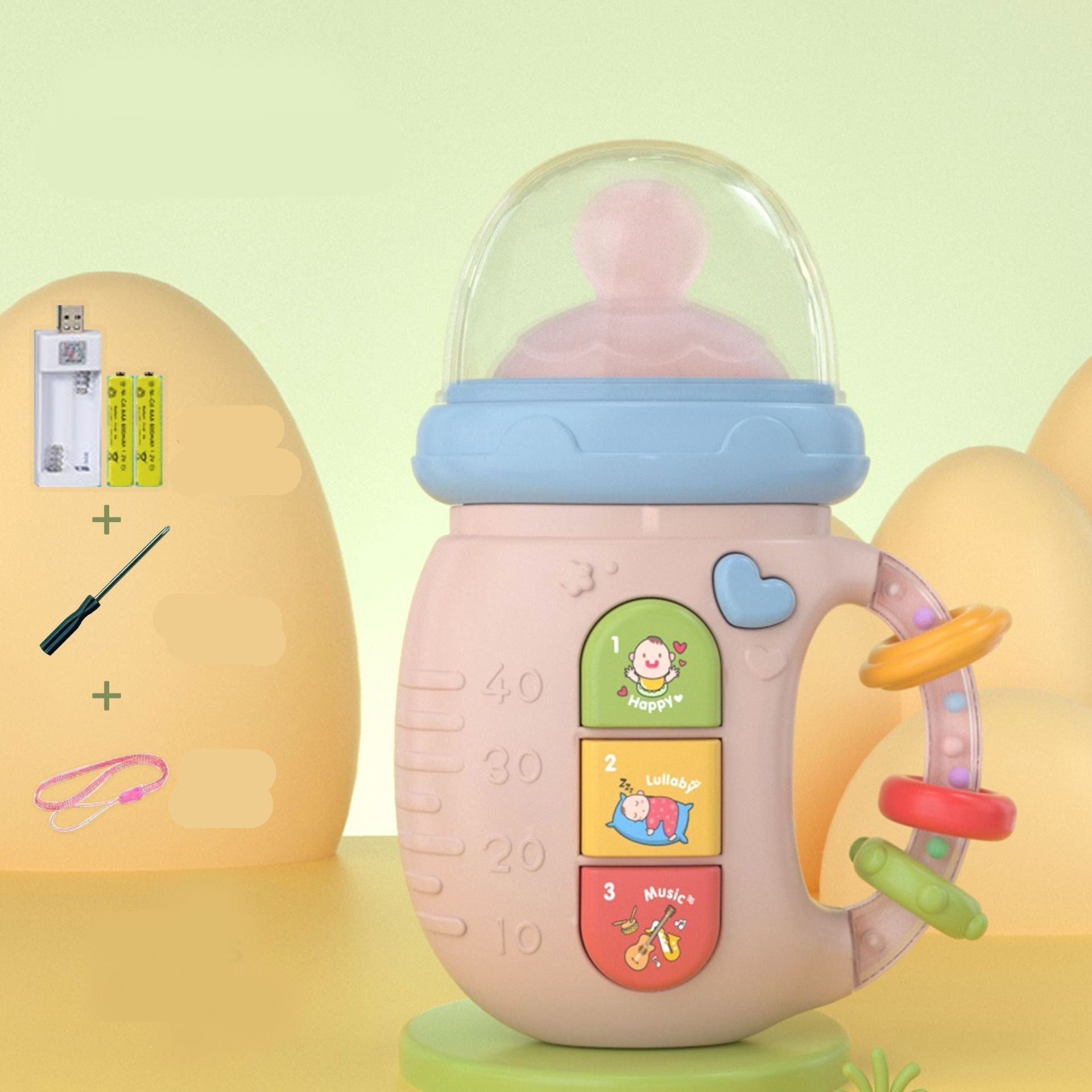 Musikalischer Baby Schnuller mit Beißring und Rasseln