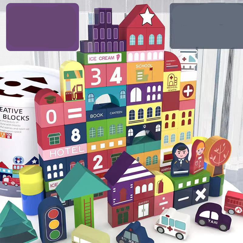 Stadt und Straßen Bausteine für Kids mit praktischem Kübel