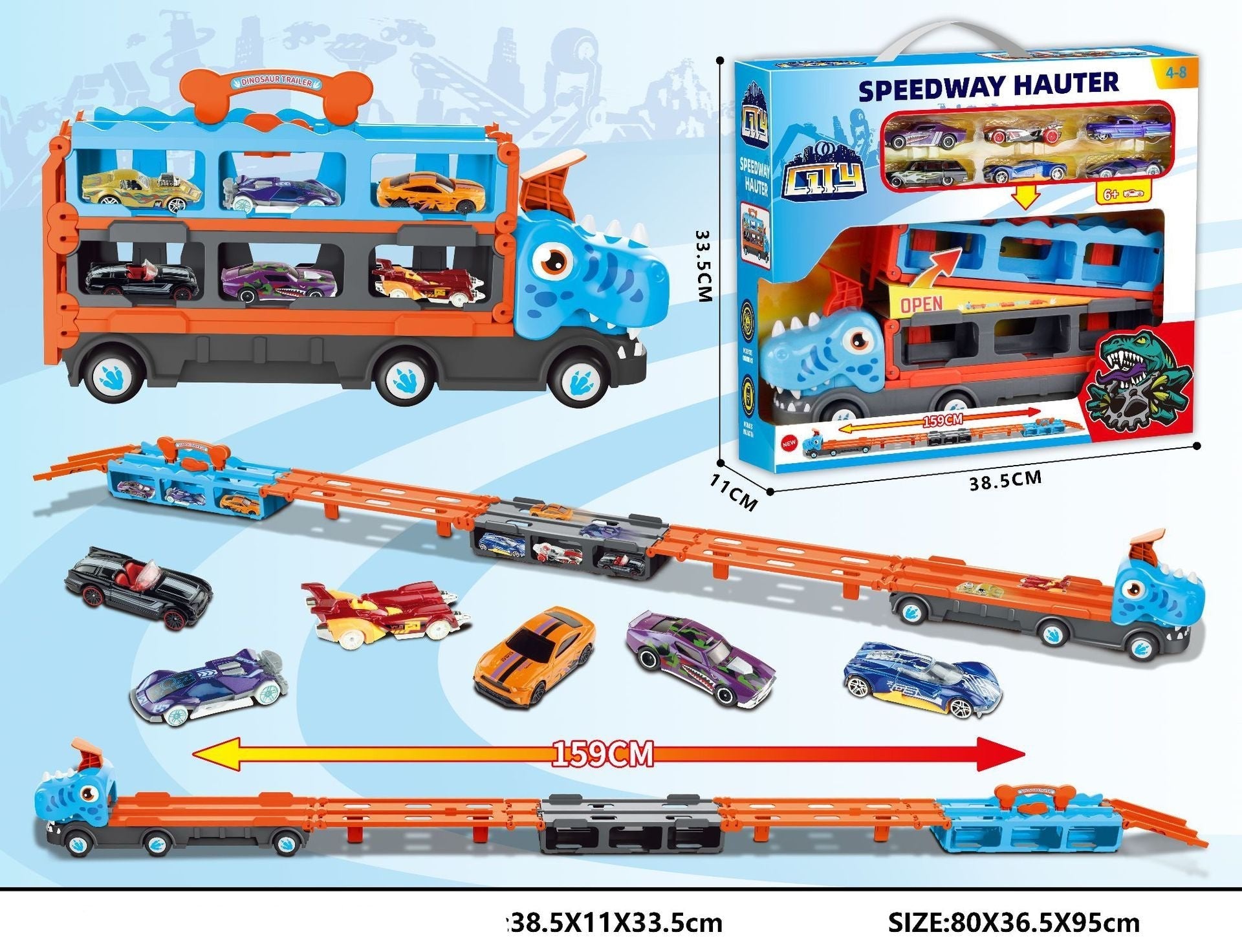 Ausklappbarer Dino Renntruck