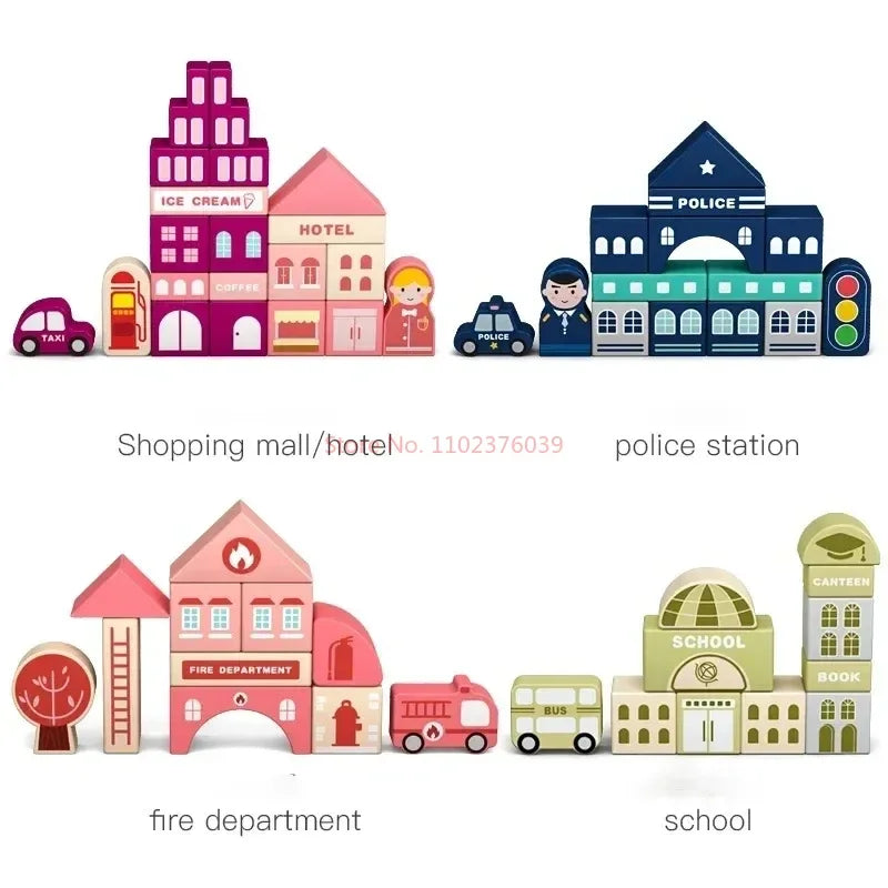 Stadt und Straßen Bausteine für Kids mit praktischem Kübel