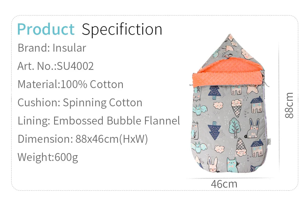 Baby Schlafsack mit Kapuze – Minky Decke für Neugeborene