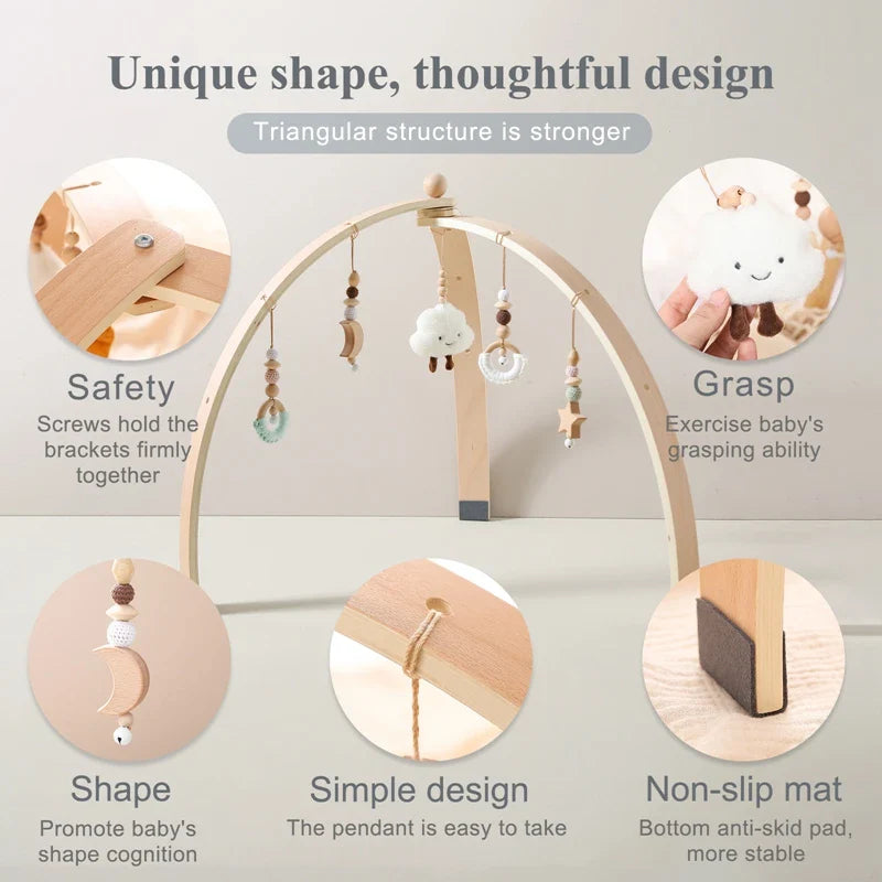 Baby Aktivitätsbogen aus Holz – Mit Hängespielzeugen für Babys