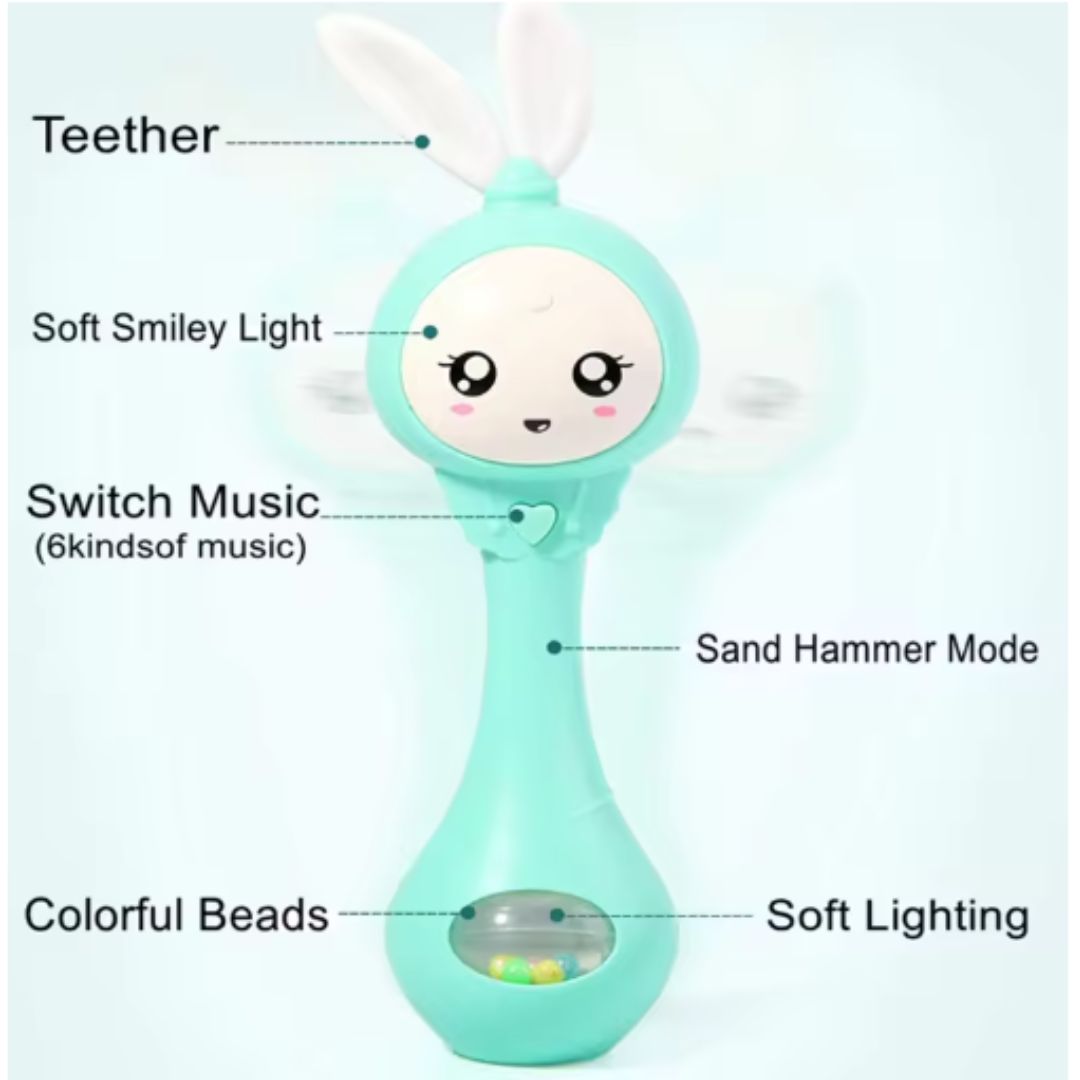 Süßes Baby-Beißspielzeug – Hasen-Design mit bunten Perlen für Zahnung