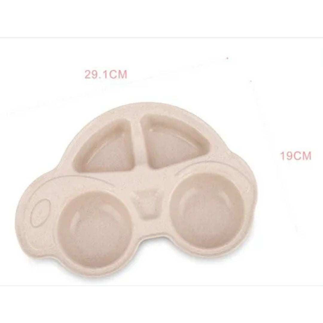 Kinder Teller Auto-Design – Geteilter Baby Teller aus Weizenstroh