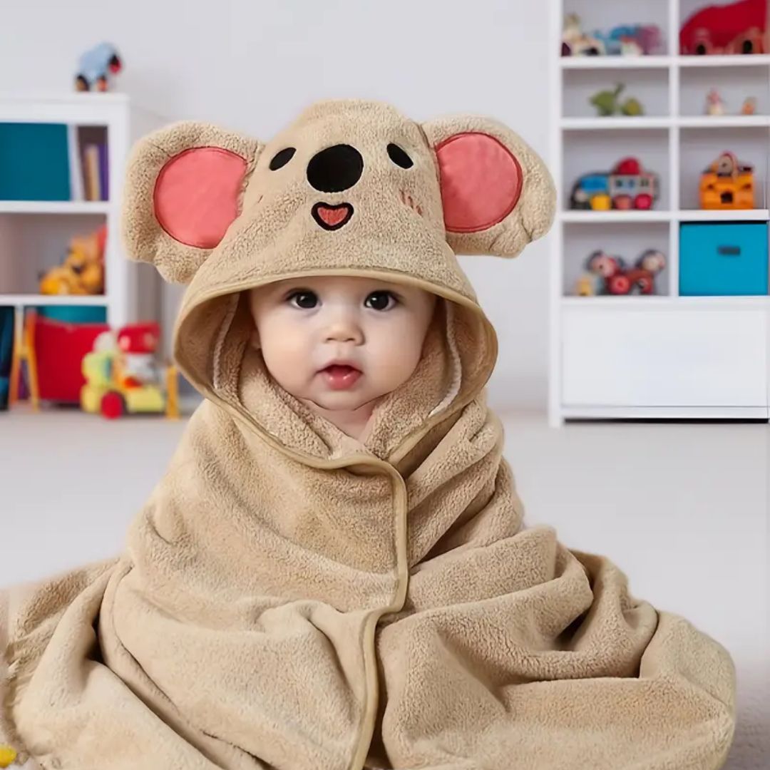 Niedliche Tiere – Baby-Badetuch mit Kapuze für Kinder