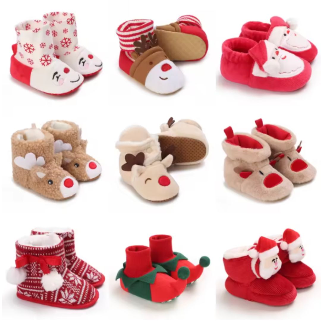 Weihnachtshausschuhe für Kinder - Süße Rentier & Santa Designs