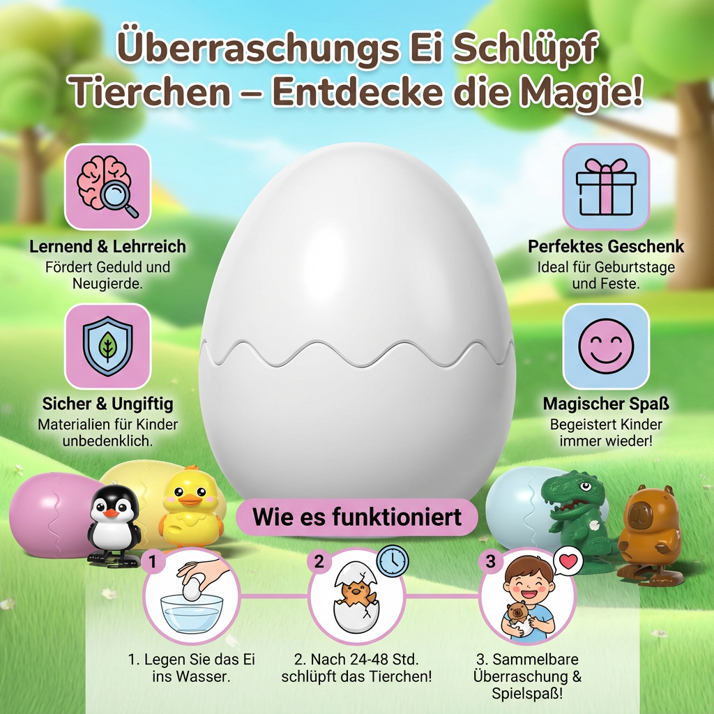 Überaschungs Ei Schlüpf Tierchen Kinder Spielzeug