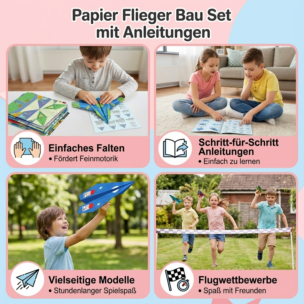 Papier Flieger Bau Set mit Anleitungen