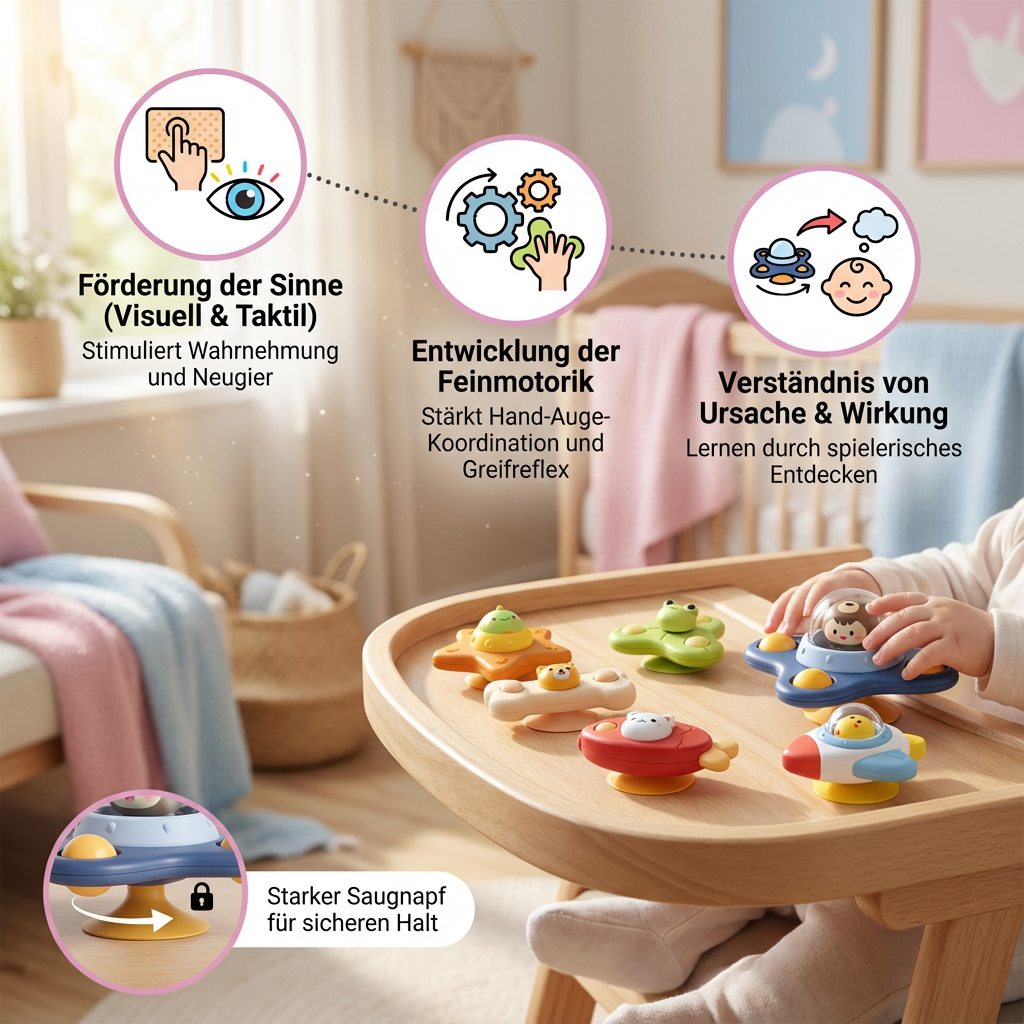 Montessori Saugnapf Spinner – Rotierendes Lernspielzeug