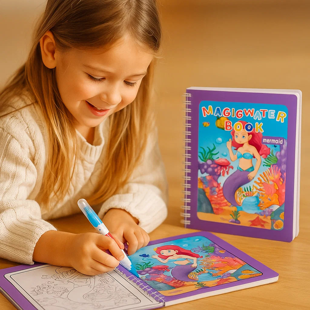 Magisches selbstlöschendes Wassermalbuch-Set für Kinder mit Wasserpinsel