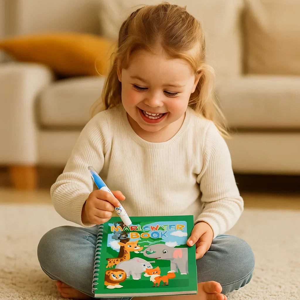 Magisches selbstlöschendes Wassermalbuch-Set für Kinder mit Wasserpinsel (6er Set)