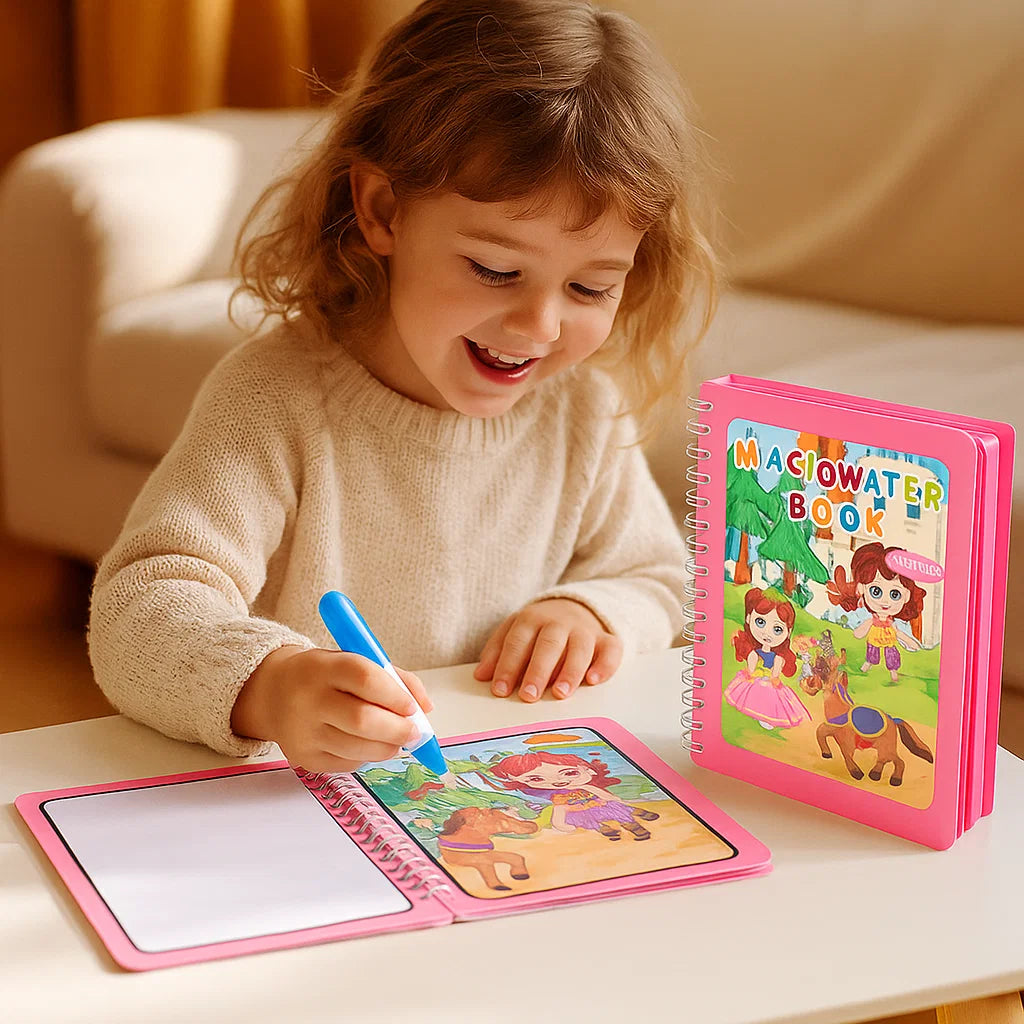 Magisches selbstlöschendes Wassermalbuch-Set für Kinder mit Wasserpinsel