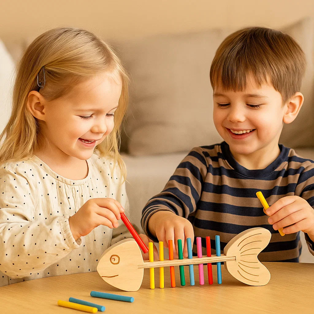 Montessori Fischgräten Farben Ordnungsspiel für Kinder