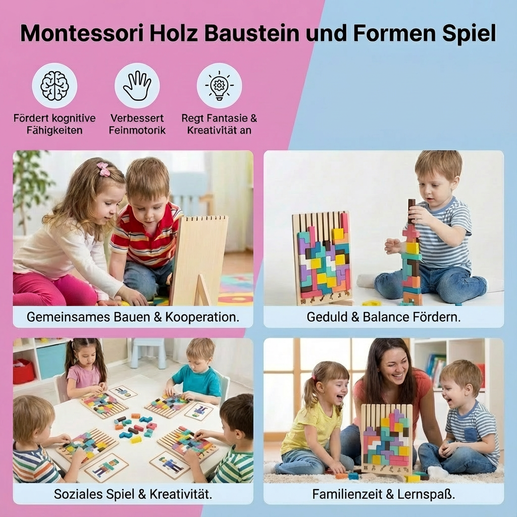 Montessori Holz Baustein und Formen Spiel