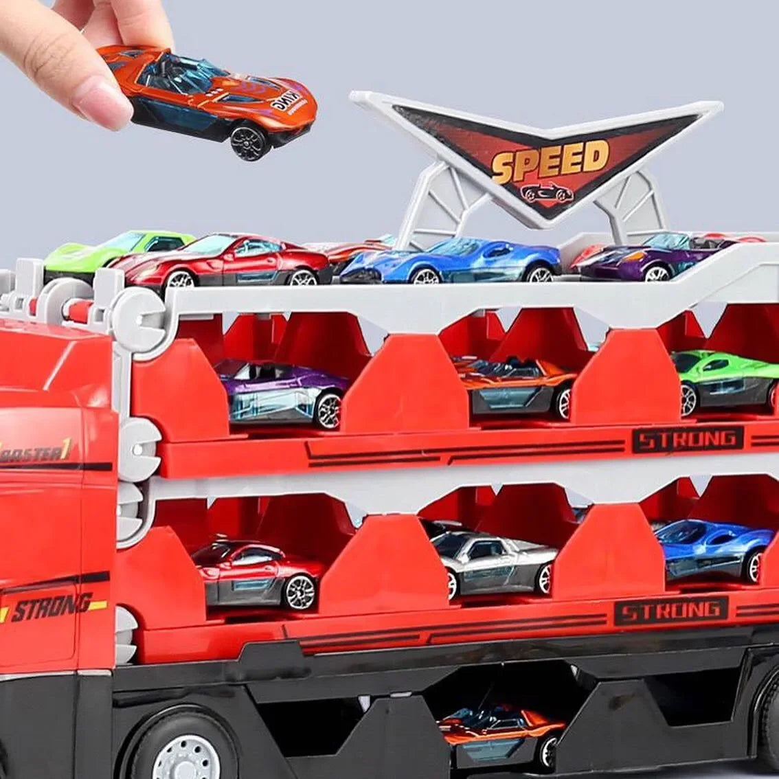 2in1 Ausklappbare Lastwagen Rennstrecke