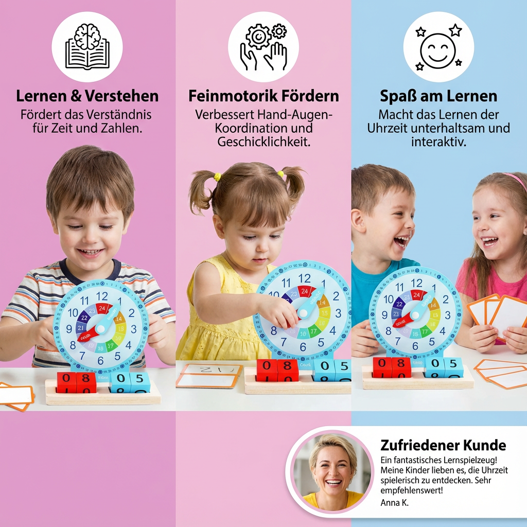 Pädagogisches Montessori Uhrzeit Lernspielzeug
