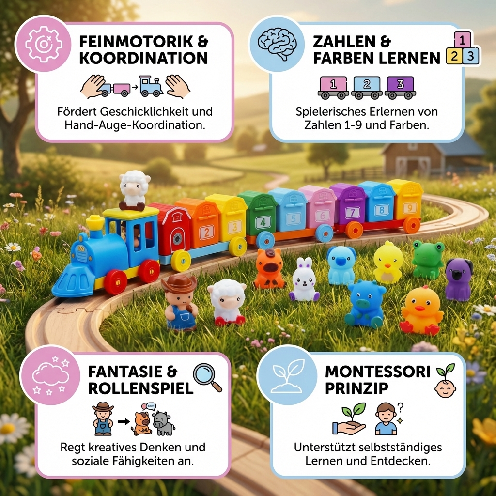 Montessori Bauernhof Lernzug Kinderspielzeug