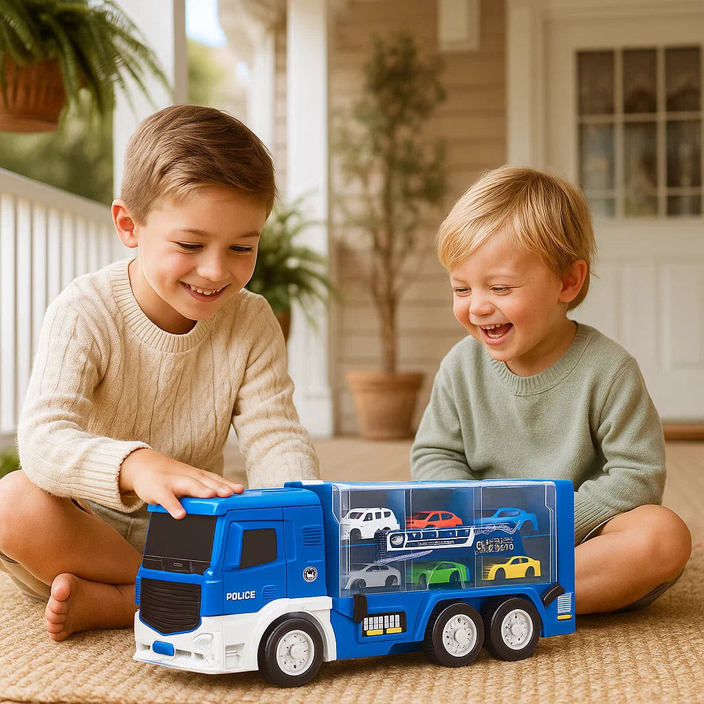 2in1 Tranformierender Autotruck und Rennstrecke mit Autos