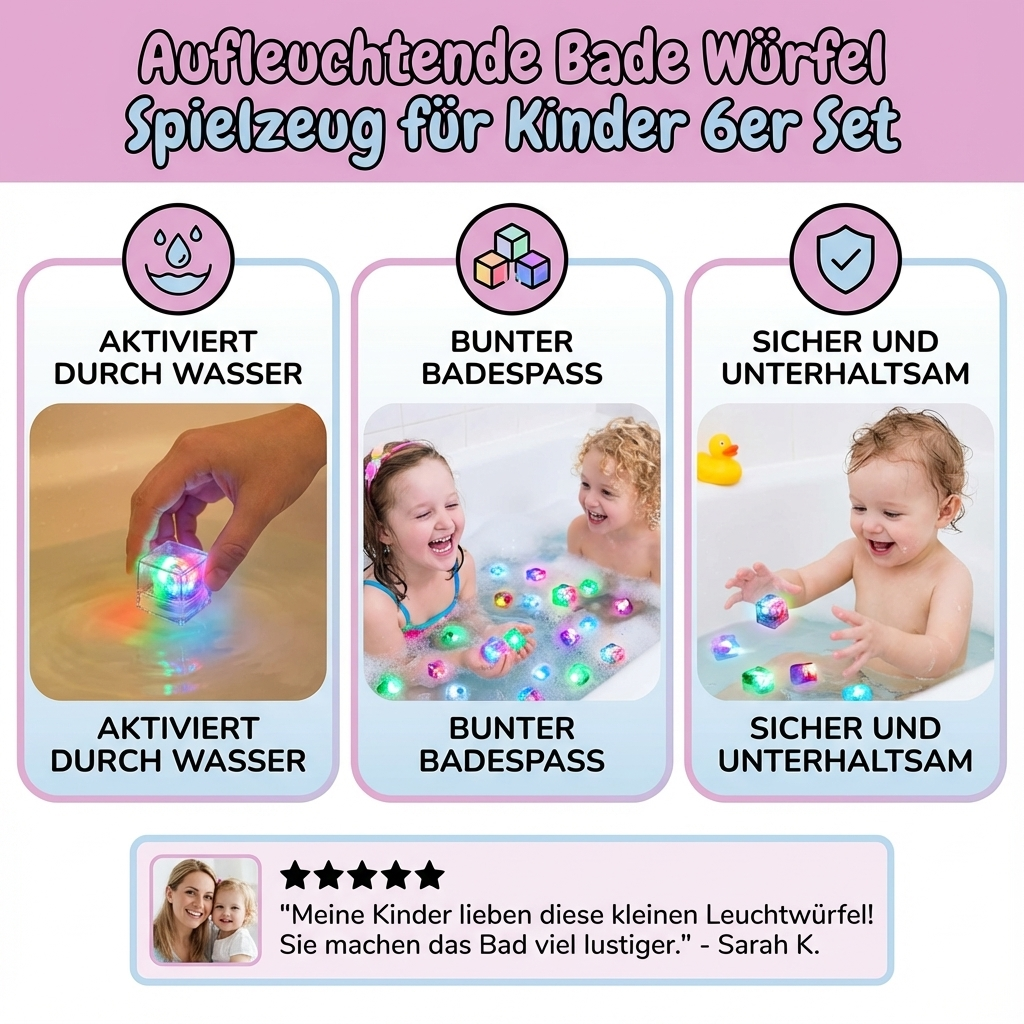 Aufleuchtende Bade Würfel Spielzeug für Kinder 6er Set
