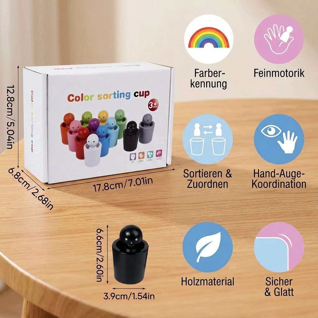 Montessori Farben Sortierbecher Lernspiel Aus Holz