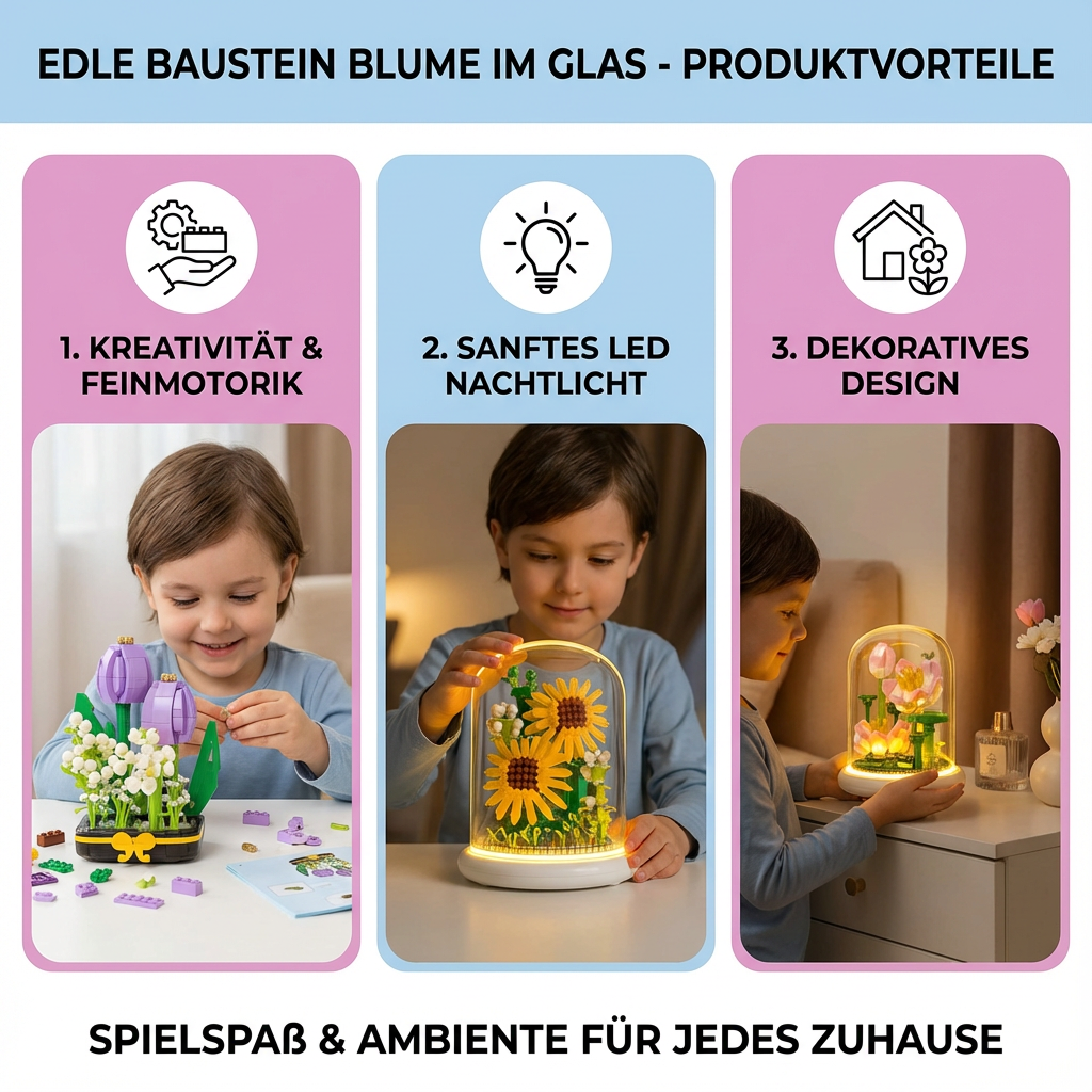 Edle Baustein Blume im Glas