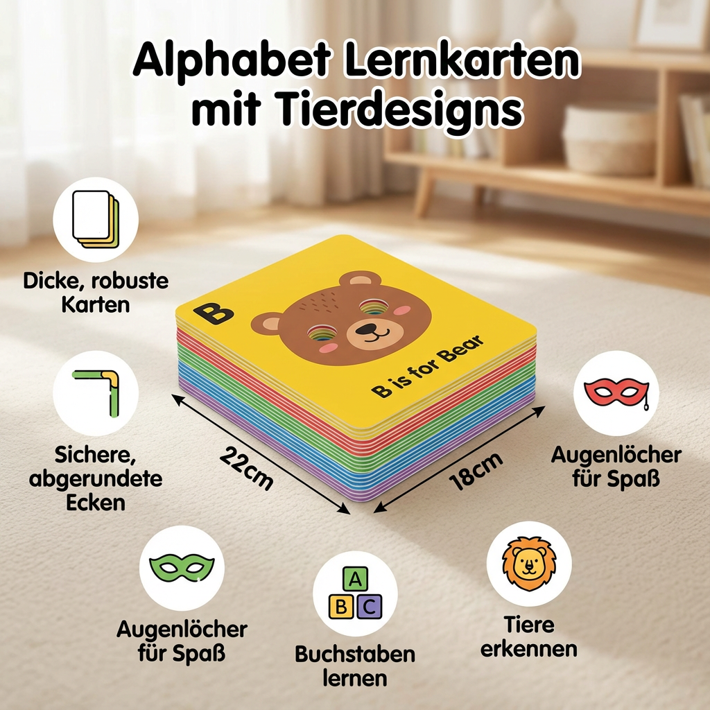 Alphabet Lernkarten mit Tierdesigns