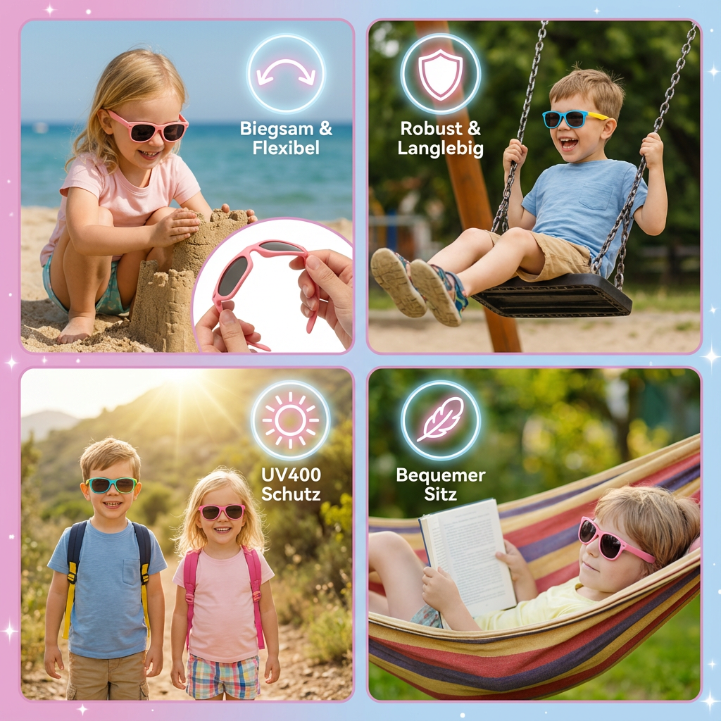 Kinder Flex Sonnenbrille mit Flexiblem und robustem Rahmen