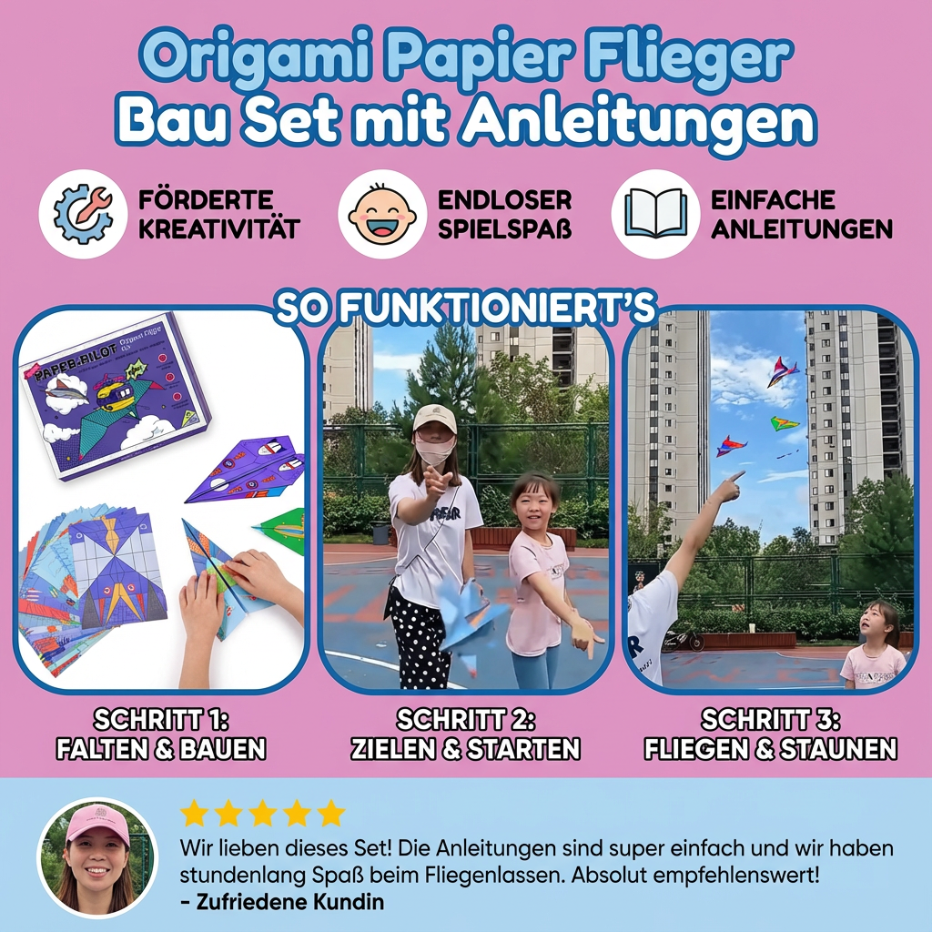 Origami Papier Flieger Bau Set mit Anleitungen