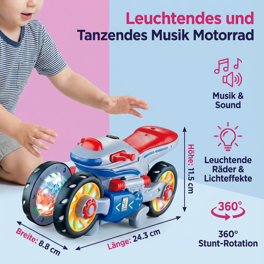 Leuchtendes und Tanzendes Musik Motorrad