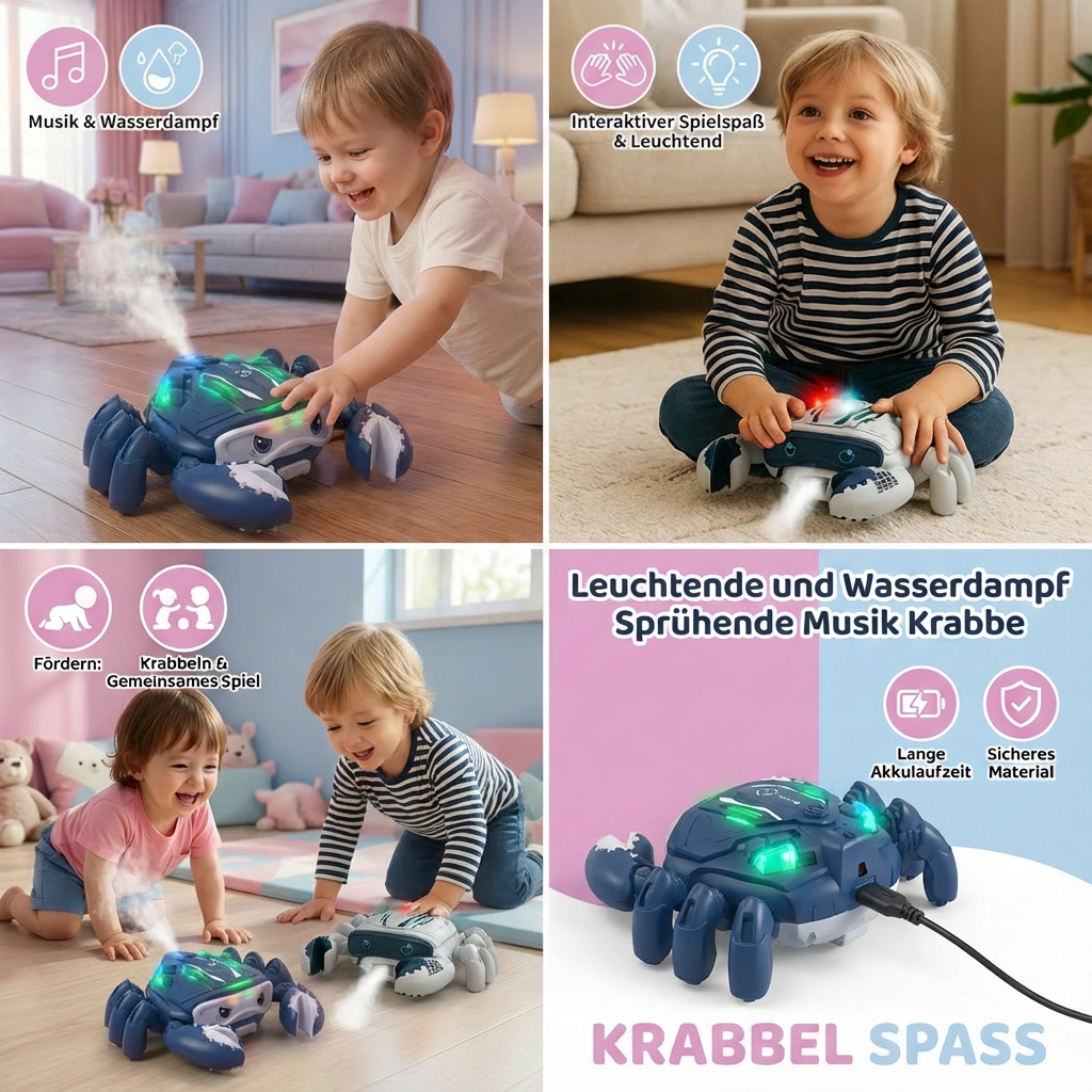 Leuchtende und Wasserdampf Sprühende Musik Krabbe