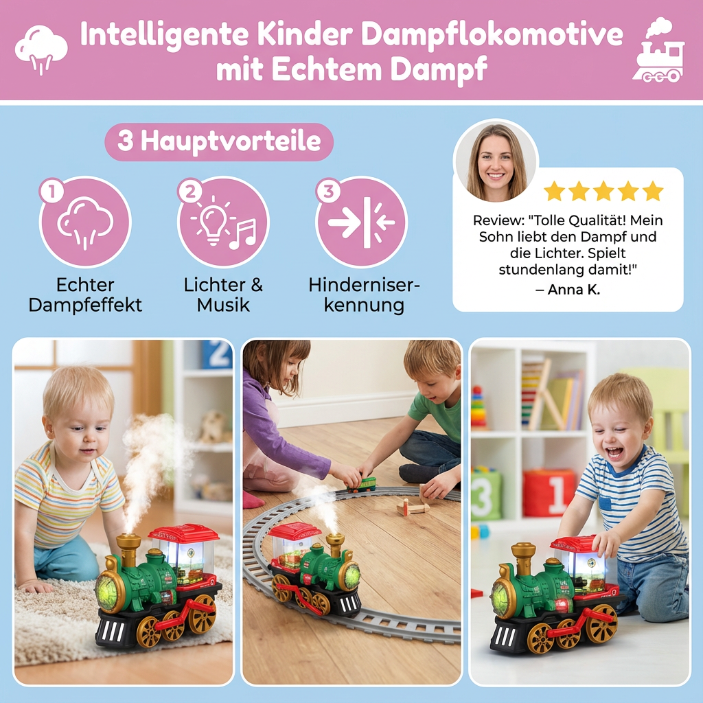 Intelligente Kinder Dampflokomotive mit Echtem Dampf