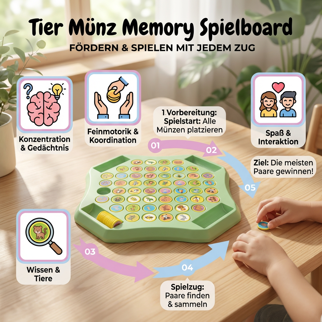 Tier Münz Memory Spielboard