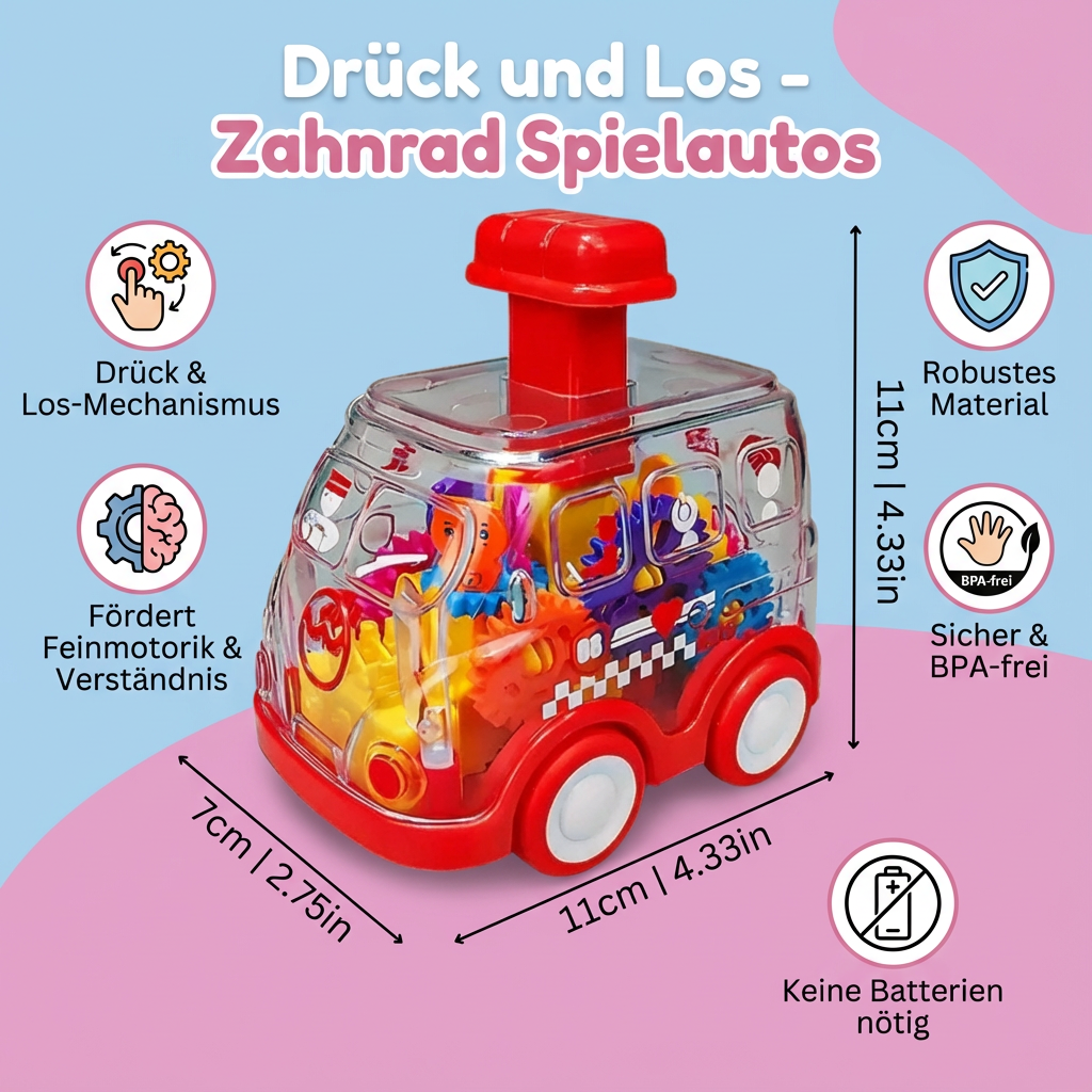 Drück und Los - Zahnrad Spielautos