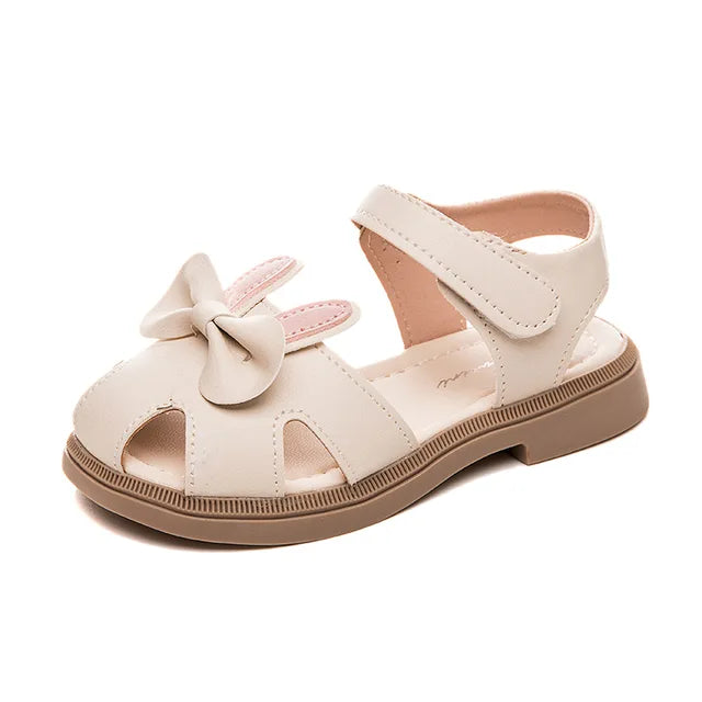 Mädchen-Sandalen mit Hasenohren – Sommer-Schuhe mit Schleife und Klettverschluss